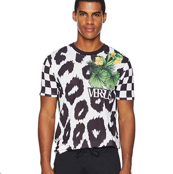 Versace Versus Men/'s Graphic Short Sleeve Casual Shirt